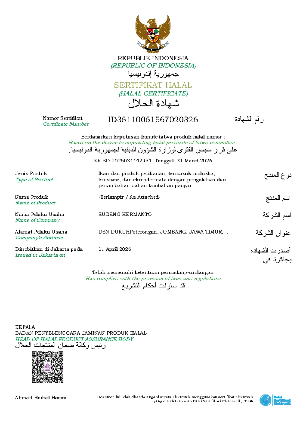 Sertifikat Halal